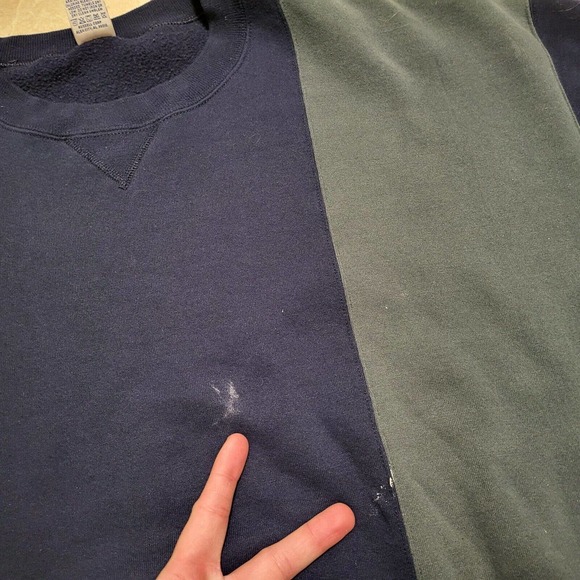 VTG 90s Russell Athletic Mens 2XL Striped Colorblock Crewneck Sweatshirt USA - Picture 8 of 10